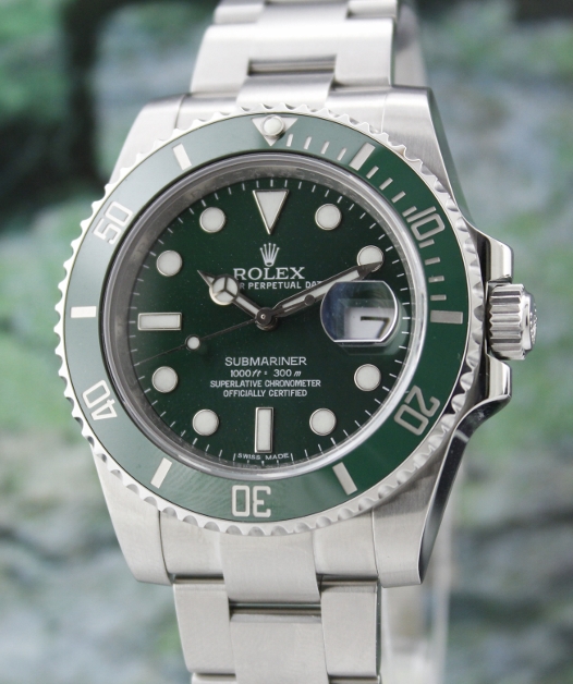 (image for) LIKE NEW ROLEX "GREEN HULK" CERAMIC BEZEL SUBMARINER / 116610LV